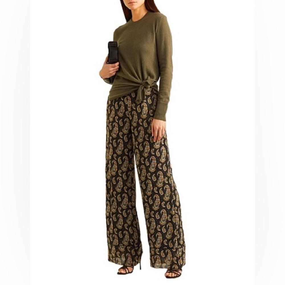 Altuzarra Silk Floral High Rise Straight Leg Pants Paisley